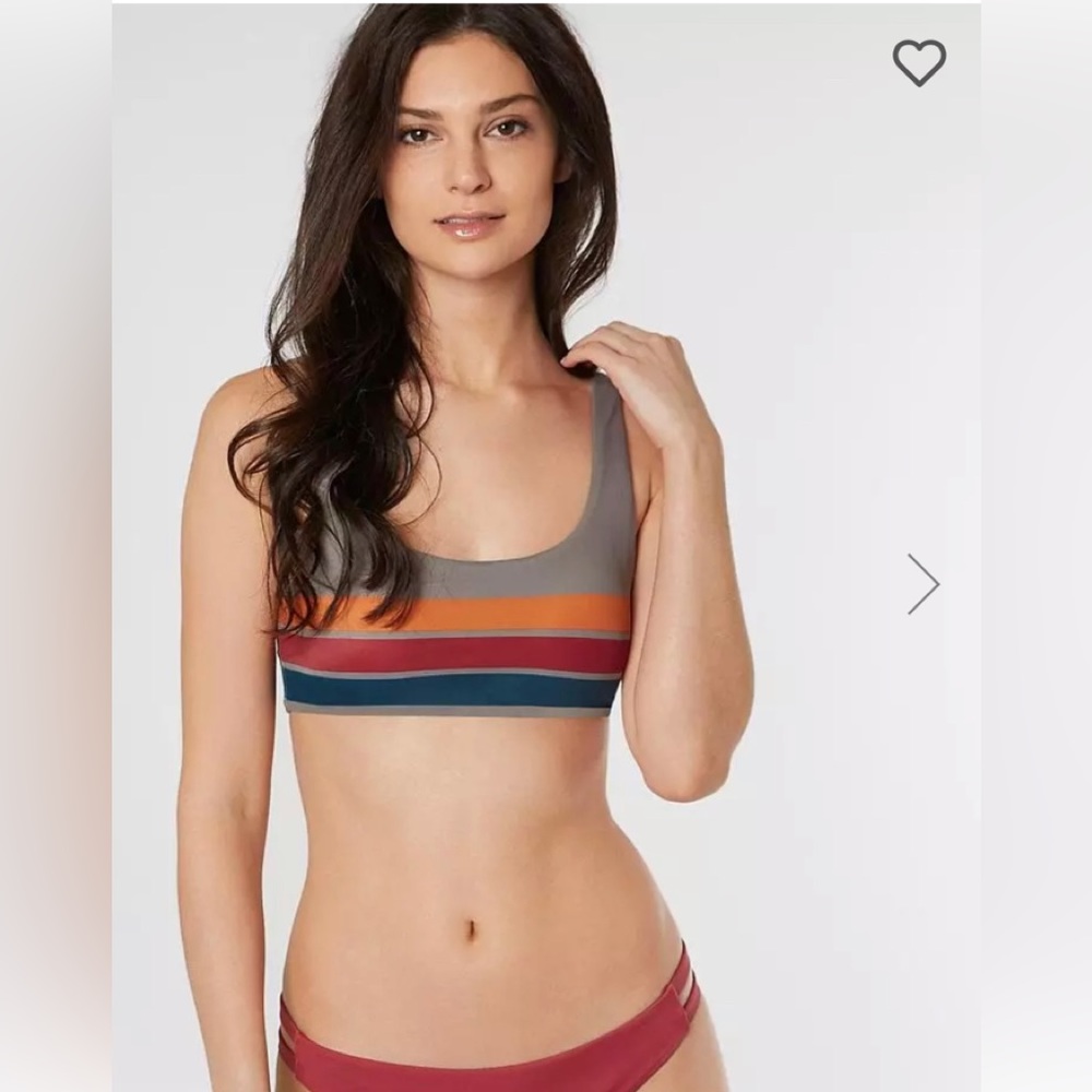 RVCA NWT Striped padded bikini top volleyball sports bra